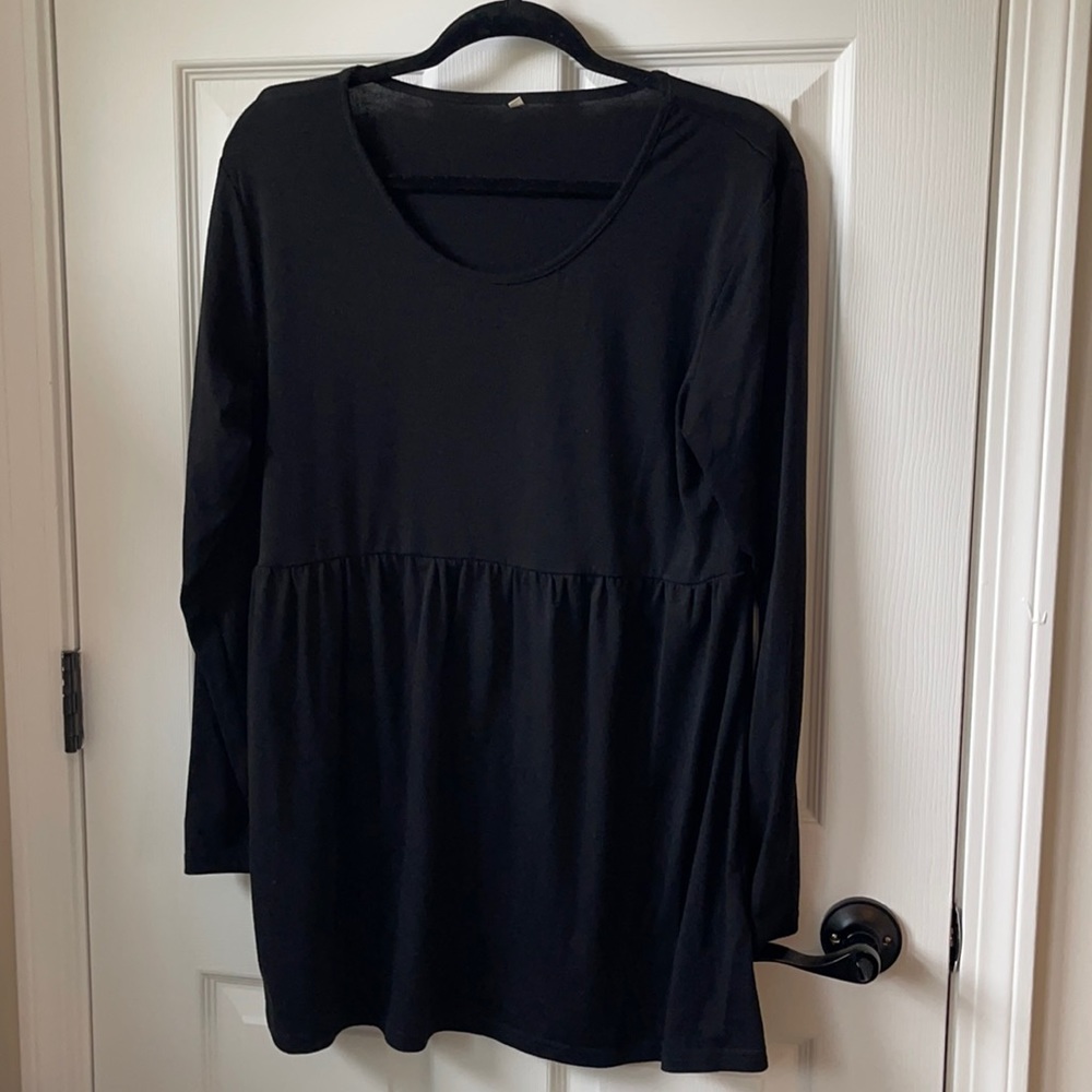 Long sleeve black empire maternity blouse